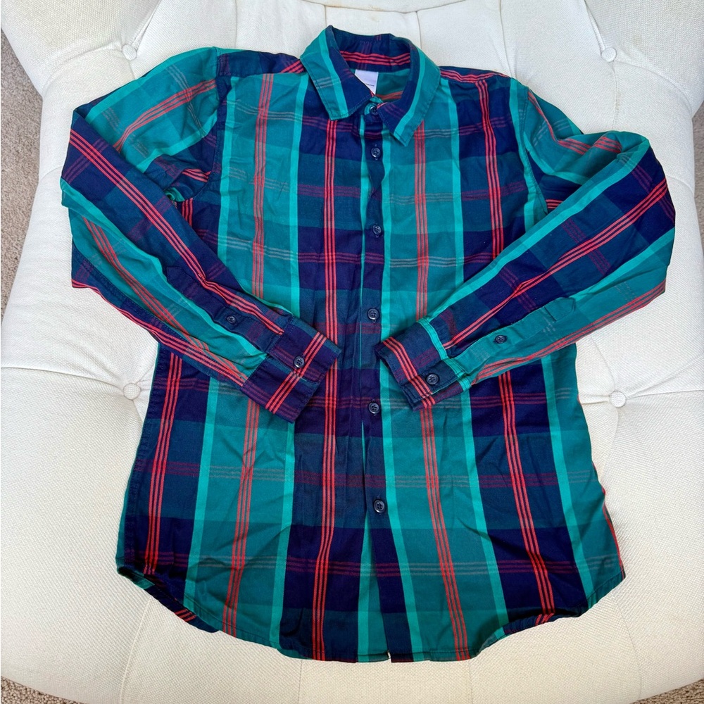 Boys Red and Green Plaid Shirt